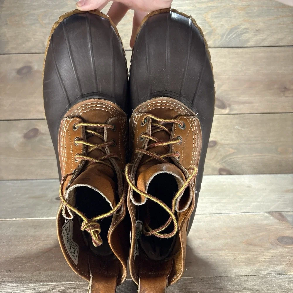 ll bean duck boots mens size 12 wide shoes brown hunting winter waterproof boots